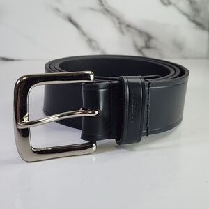 OSPREY London Leather Belt Black Leather Men's Belt with Silver Buckle